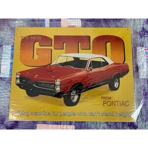 The New GTO Pontiac Muscle Car Metal 16x12.5 Sign Wall Decor Bar Man Cave Shop